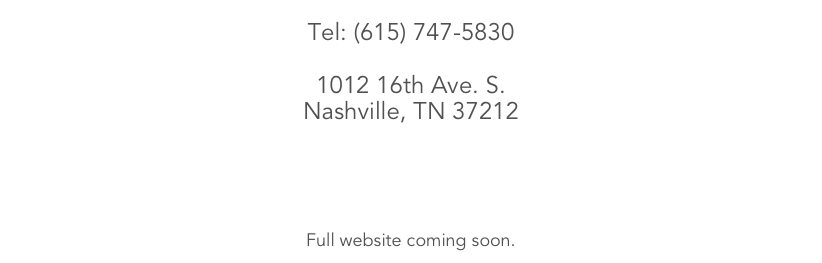 Tel: (615) 747-5830

1012 16th Ave. S.
Nashville, TN 37212

info@diamondeyemusic.com


Full website coming soon.